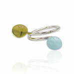 Superoro // 18K White Gold Lemon Quartz + Chalcedony Ring // Ring Size: 6.5 // New