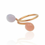 Superoro // 18K Rose Gold Chalcedony + Pink Chalcedony Ring // Ring Size: 7 // New