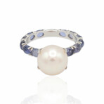Superoro // 18K White Gold Pearl + Iolite Ring // Ring Size: 6.5 // New