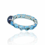Superoro // 18K White Gold Iolite + Topaz Ring // Ring Size: 6.5 // New