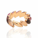 Superoro // 18K Rose Gold Moonstone + Smoky Quartz + Tourmlaine Ring // Ring Size: 6.5 // New