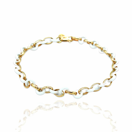 18K Rose Gold + Ceramic Bracelet // 7.25" // New