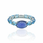 Superoro // 18K White Gold Iolite + Topaz Ring // Ring Size: 6.5 // New