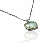 Superoro // 18K Yellow Gold + Silver Prasiolite Necklace // 18" // New