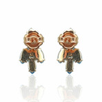 Superoro // 18K Rose Gold Diamond + Iolite + Topaz Earrings // New