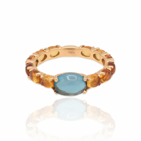 Superoro // 18K Rose Gold Topaz + Citrine Ring // Ring Size: 6.75 // New
