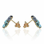 Superoro // 18K Rose Gold Diamond + Iolite + Topaz Earrings // New