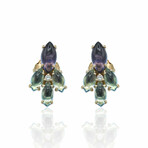 Superoro // 18K Rose Gold Diamond + Iolite + Topaz Earrings // New