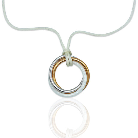 Superoro // 18K White Gold + 18K Rose Gold Ceramic Necklace // 18" // New