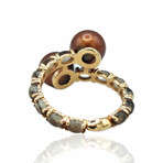 Superoro // 18K Rose Gold Pearl + Smoky Quartz Ring // Ring Size: 7.25 // New