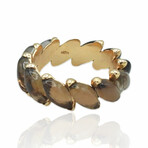 Superoro // 18K Rose Gold Quartz + Smoky Cabochon Quartz Ring // Ring Size: 7 // New