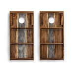 Live Edge Resin Cornhole Boards // Gray + White with Pearl