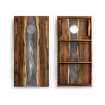 Live Edge Resin Cornhole Boards // Gray + White with Pearl