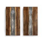 Live Edge Resin Cornhole Boards // Gray + White with Pearl