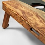 Live Edge Resin Cornhole Boards // Emerald Green with Pearl