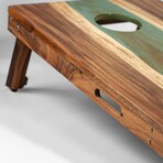 Live Edge Resin Cornhole Boards // Orange + Green with Pearl