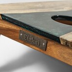 Live Edge Resin Cornhole Boards // Emerald Green with Pearl