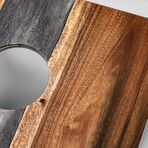 Live Edge Resin Cornhole Boards // Gray + White with Pearl