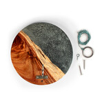 Live Edge Acacia Wood Resin Hook + Ring // Gray/White with Pearl