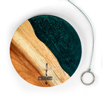 Live Edge Acacia Wood Resin Hook + Ring // Emerald Green with Pearl