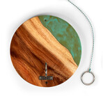 Live Edge Acacia Wood Resin Hook + Ring // Orange/Green with Pearl