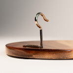 Live Edge Acacia Wood Resin Hook + Ring // Orange/Green with Pearl