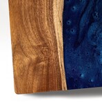 Live Edge Resin Cornhole Boards // River Blue with Pearl