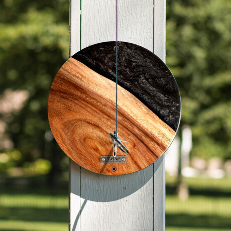 Live Edge Acacia Wood Resin Hook + Ring // Black