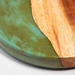 Live Edge Acacia Wood Resin Hook + Ring // Orange/Green with Pearl