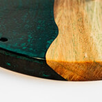 Live Edge Acacia Wood Resin Hook + Ring // Emerald Green with Pearl