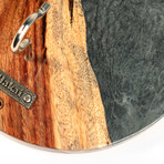 Live Edge Acacia Wood Resin Hook + Ring // Gray/White with Pearl