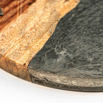 Live Edge Acacia Wood Resin Hook + Ring // Gray/White with Pearl