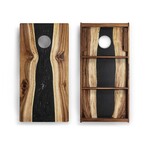Live Edge Resin Cornhole Boards // Black