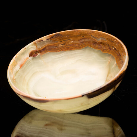Hand-Carved 5" Diameter Banded Onyx Bowl