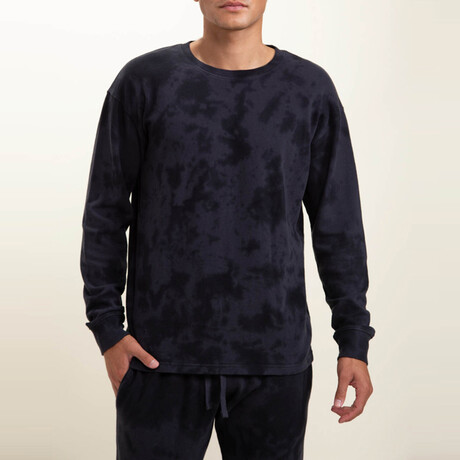 Tie-Dye Long Sleeve Top // Gray + Black (S)