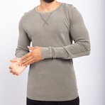 Long Sleeve Waffle Top // Dark Olive (L)