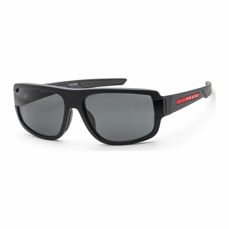 Men's Linea Rossa PS03WSF-DG006F-66 Sunglasses // Black Rubber + Dark Gray