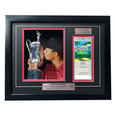 Tiger Woods // Authentic 2002 U.S. Open Ticket Collage // Framed