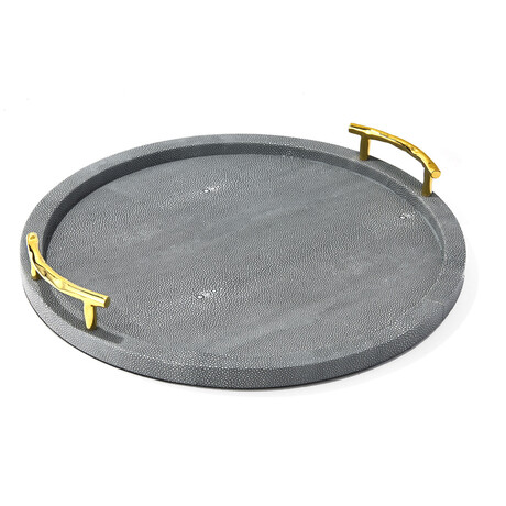 Dots Round Tray With Gold Handles