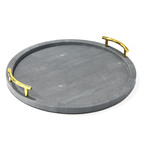 Dots Round Tray With Gold Handles