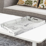 Marble Swirl Tray With Handles (Black & White)