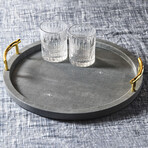 Dots Round Tray With Gold Handles