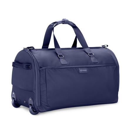 Curve-Wheeled Carry On+Grament Bag // Navy Blue
