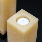 Genuine White Onyx Candle Holders // Set of 3