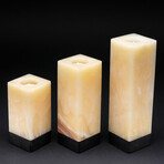 Genuine White Onyx Candle Holders // Set of 3