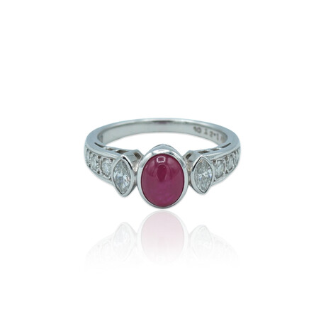 Mikimoto // Platinum Diamond + Ruby Ring // Ring Size: 6.25 // Pre-Owned