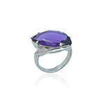 Talento 18K White Gold Diamond Amethyst Ring // Ring Size: 6.5 // Pre-Owned