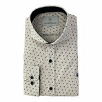 Floral Dot Slim-Fit Long Sleeve Button Up Shirt // White + Navy + Red (S)