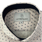 Floral Dot Slim-Fit Long Sleeve Button Up Shirt // White + Navy + Red (M)