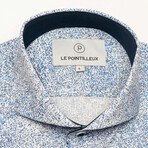 Poplin Slim-Fit Long Sleeve Button Up Shirt // Light Blue (M)